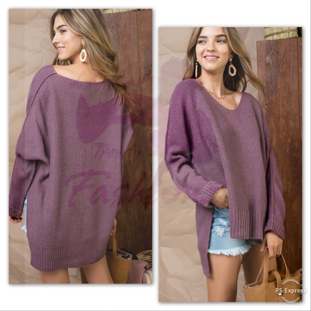 Hi- Low Sweater- LILAC - Picture 2 of 3